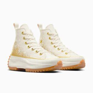 Converse Run Star Platform Hike Platform Gold & Embroidered Stars  US 9
